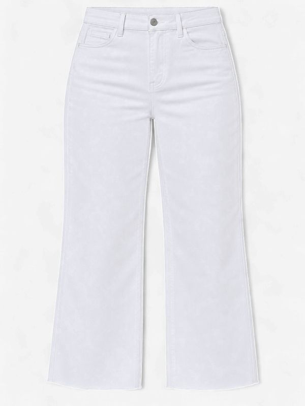 High Rise White Wide Leg Crop Jeans