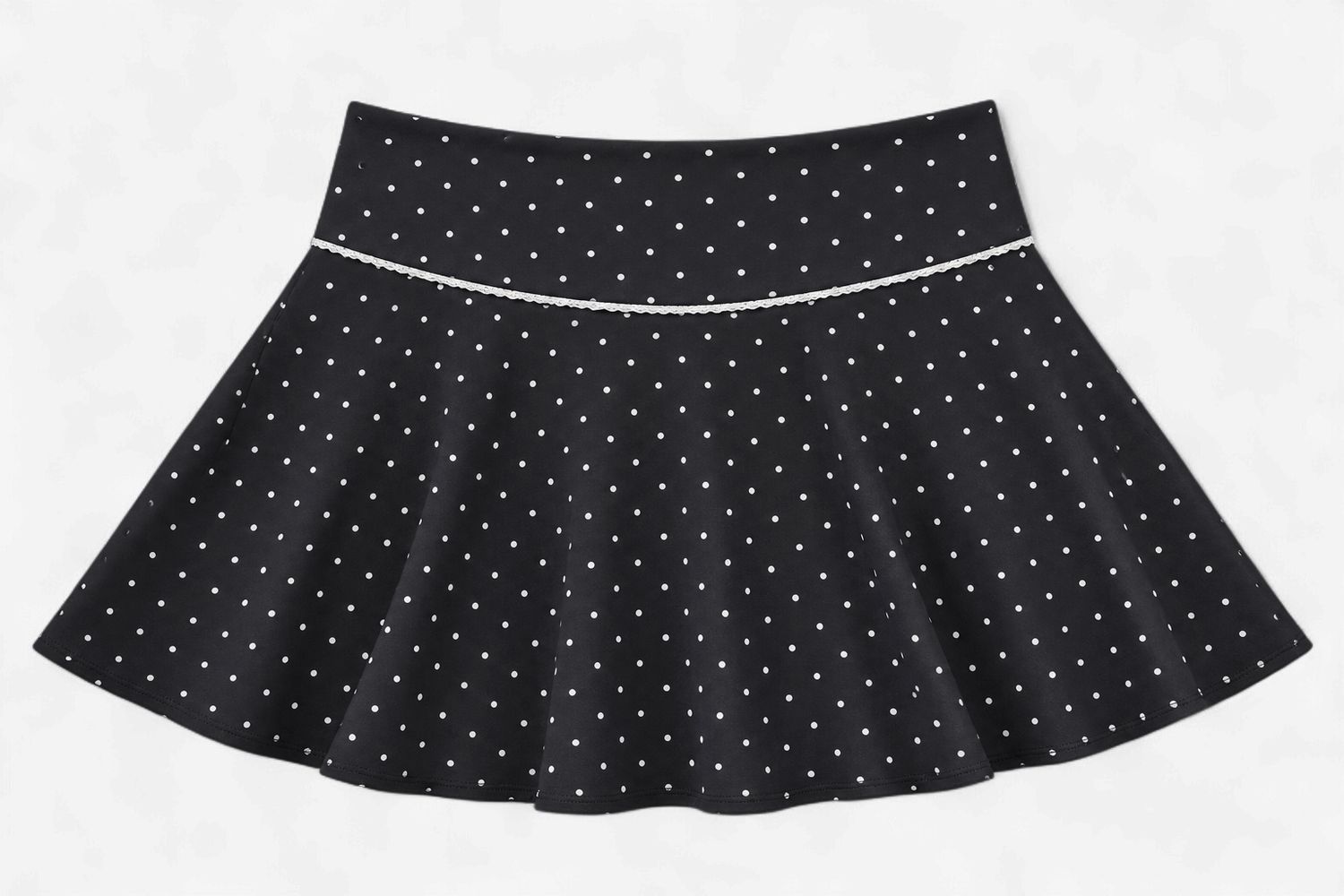 Polka Dot Print Mini Circle Skort with Bow Back