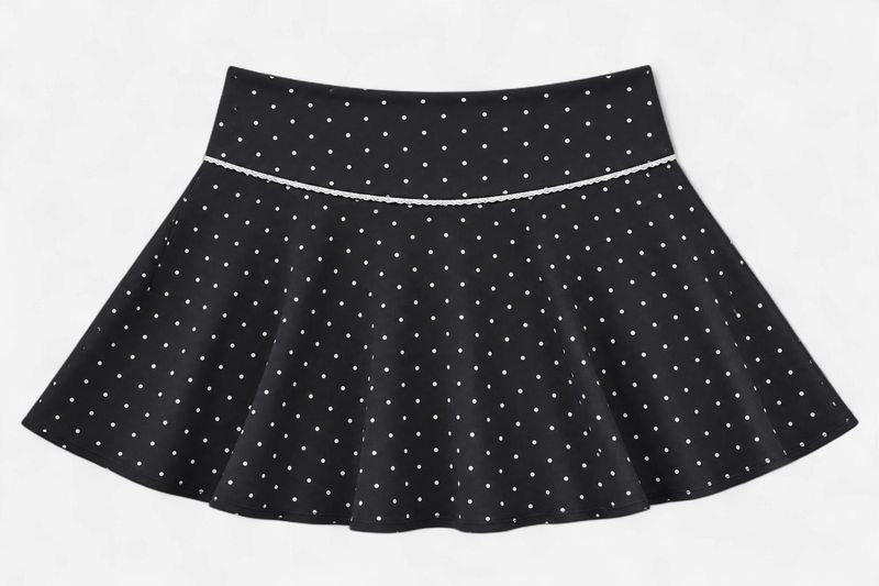 Polka Dot Print Mini Circle Skort with Bow Back