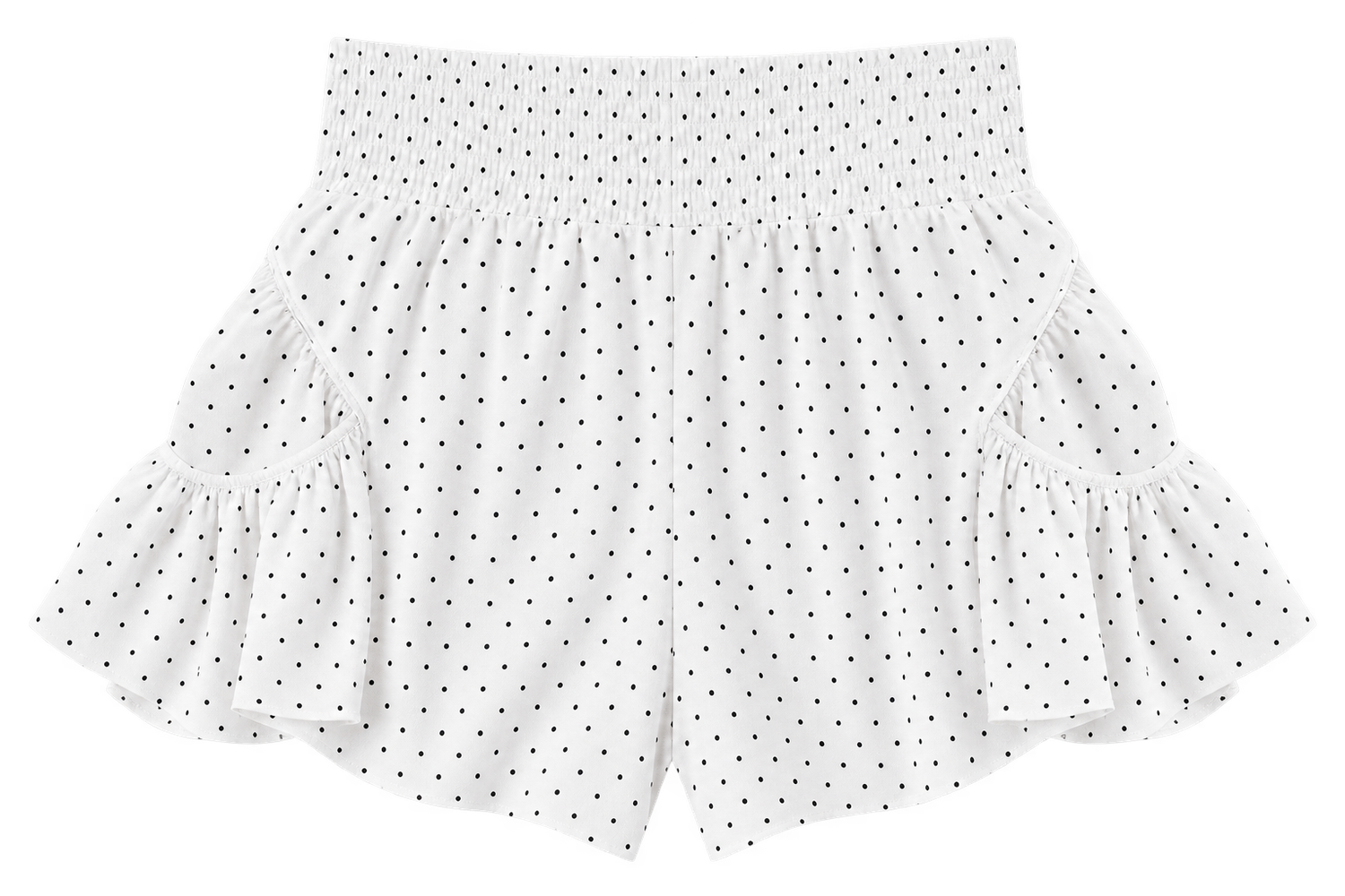 Polka Dot Print Nylon Flare Shorts: White Polka Dot