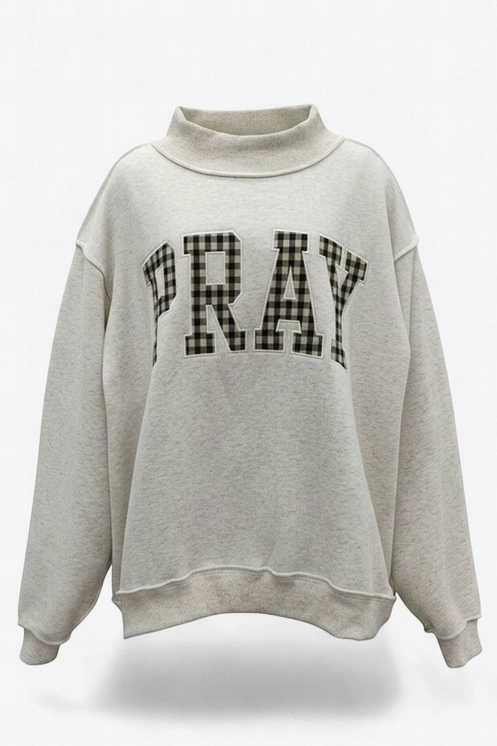 The Faith & Gingham Mockneck in Ash Grey The Faith & Gingham Mockneck in Ash Grey