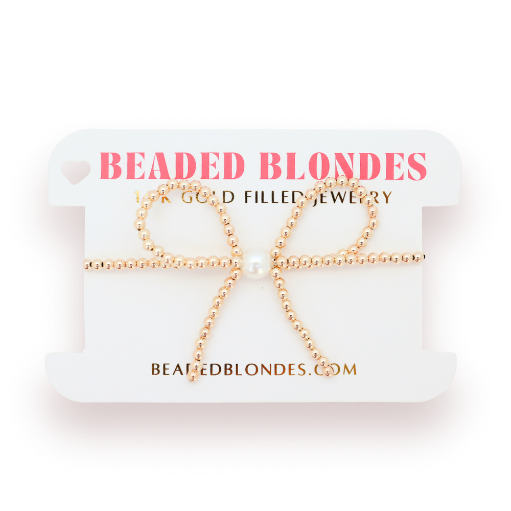 Gold Bow Bracelet: Standard 6.75 inch Gold Bow Bracelet: Standard 6.75 inch
