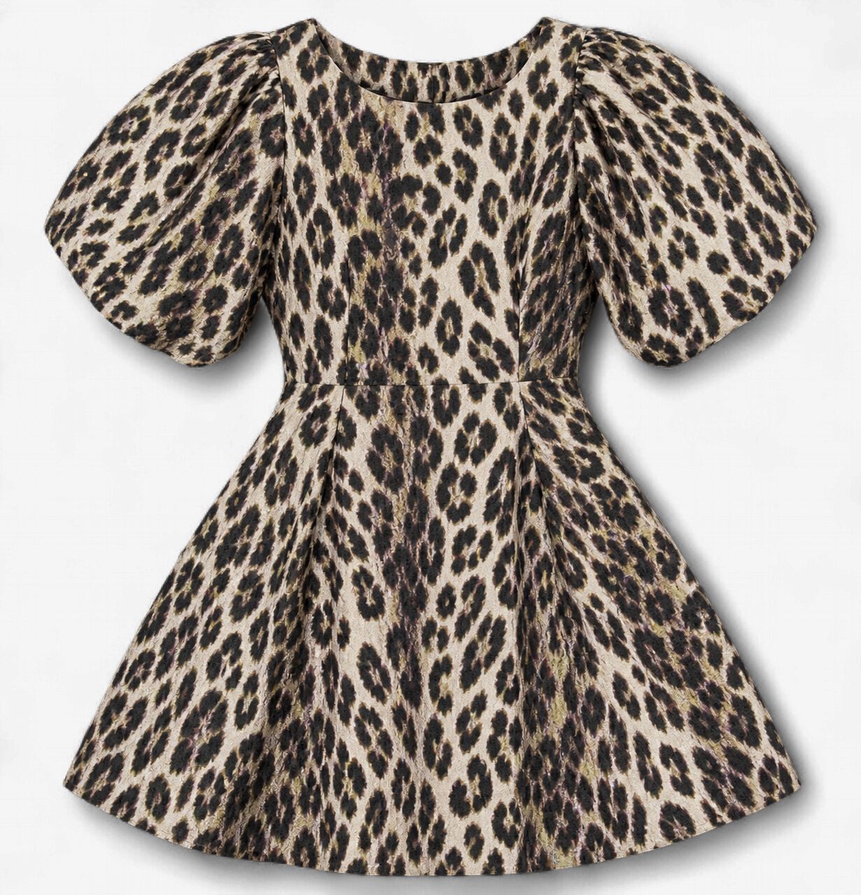 Cheetah, Please Puff Sleeve Metallic Cheetah Print Dress Cheetah, Please Puff Sleeve Metallic Cheetah Print Dress