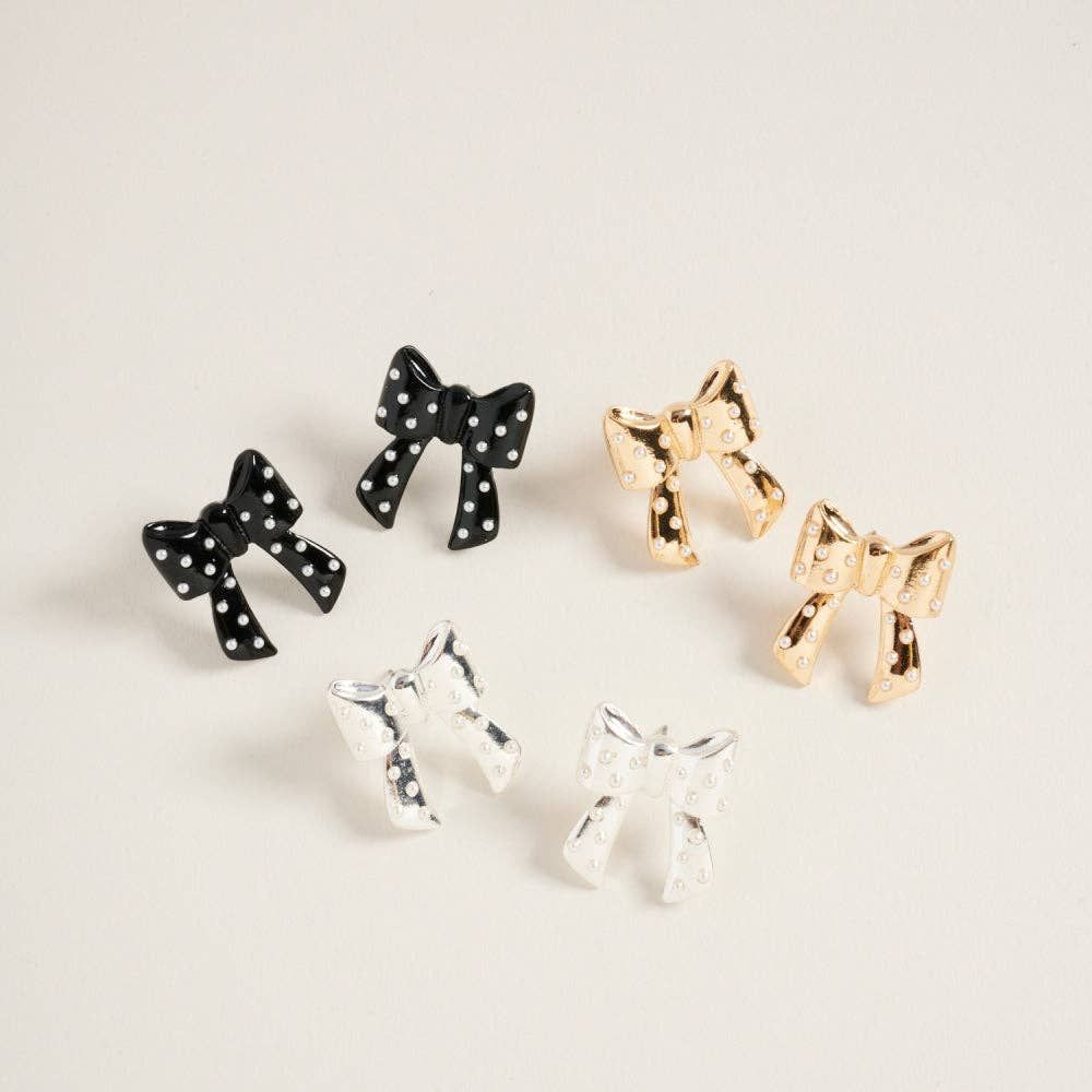 The Bow Ho Ho Earrings, Color: Black, Size: ONE