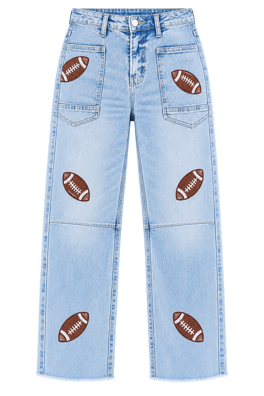Ready, Set, Hut Sequin Football Denim