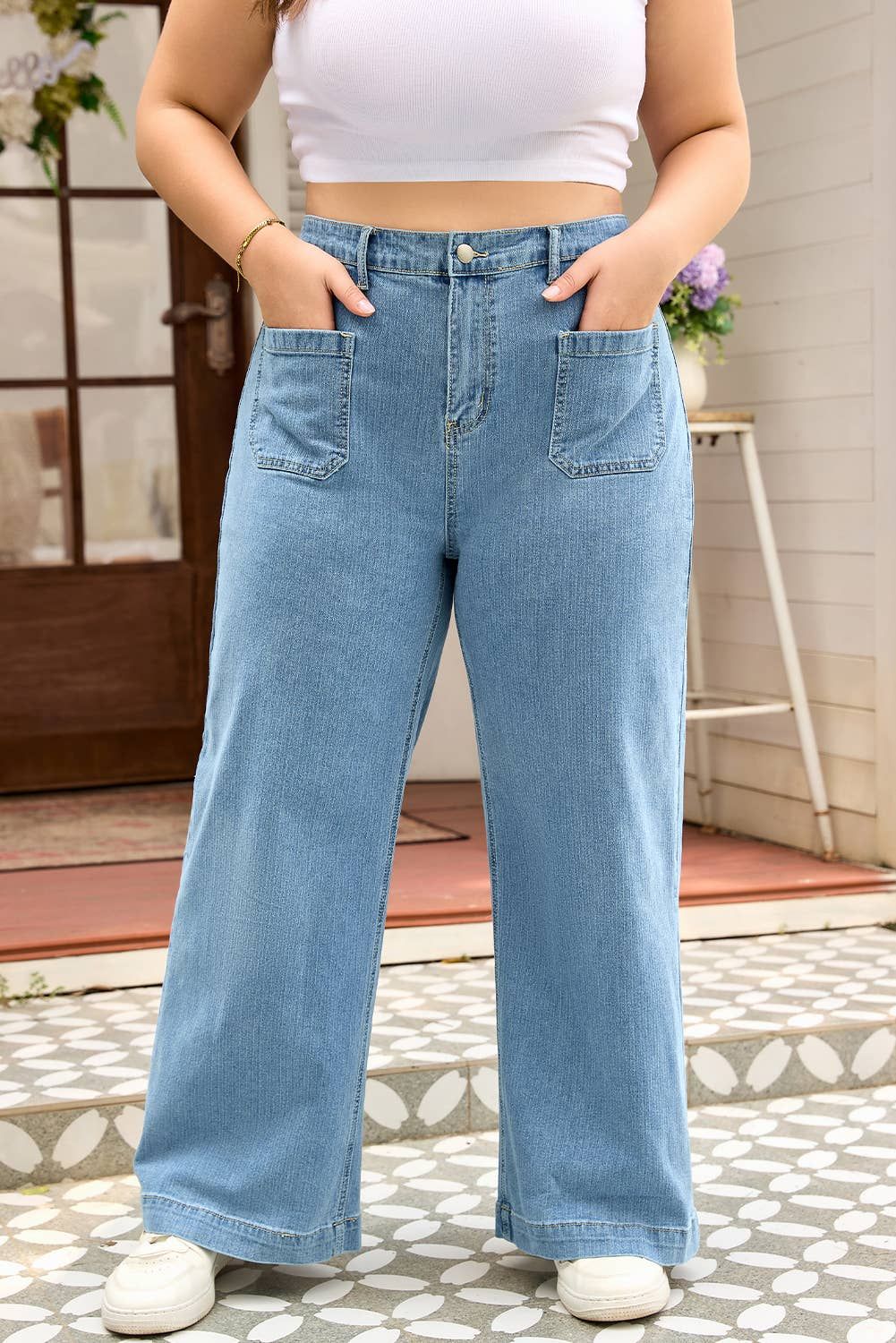 The High Society Wide Legs, Color: Dusk Blue, Size: 1X