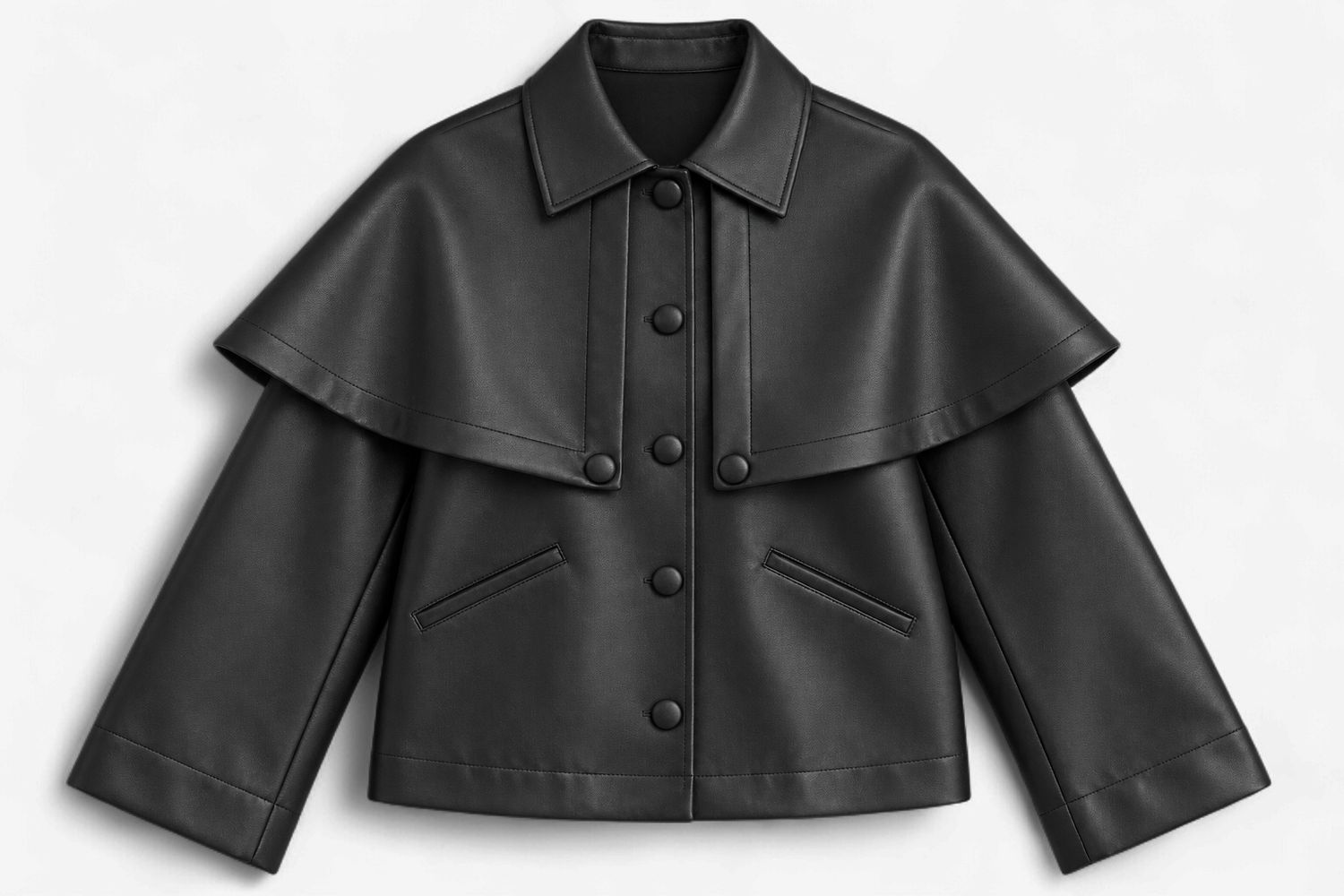 The Fifth Avenue Faux Leather Cape Jacket