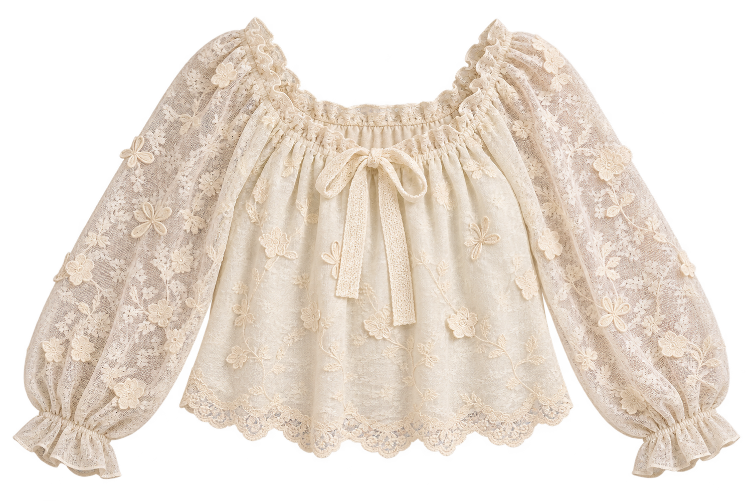 The Petal & Lace Blouse in Cream