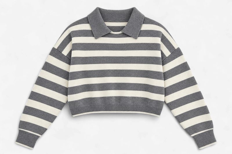Varsity Darling Sweater in Grey and Cream