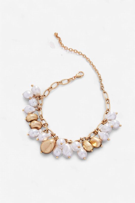 Mixed Charm Shaped Vintage Pearl Clasp Bracelet