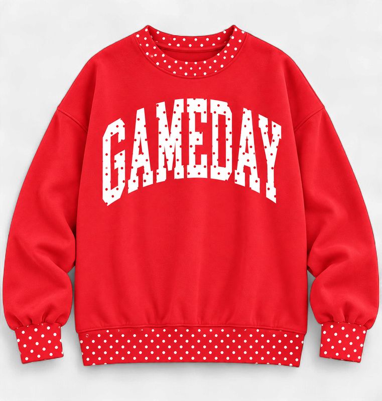 Polka Dot Playbook Sweatshirt in Bright Red