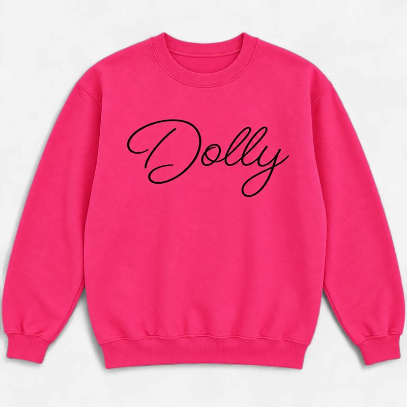 Dolly Does Pink Crewneck Sweatshirt in Hot Pink