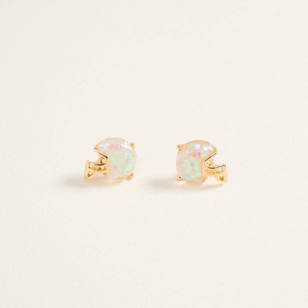 Glittered Football Helmet Game Day Post Earrings Glittered Football Helmet Game Day Post Earrings, Color: White, Size: ONE
