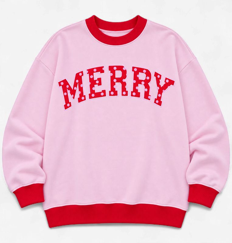 Pinkmas Merry Mockneck Sweatshirt in Pink