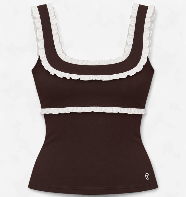 Astoria Airvíve Ruffle Tank - Chocolate Crème