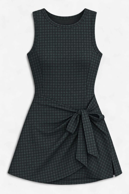 The Gingham Edit Sleeveless Wrap Tie Front Dress