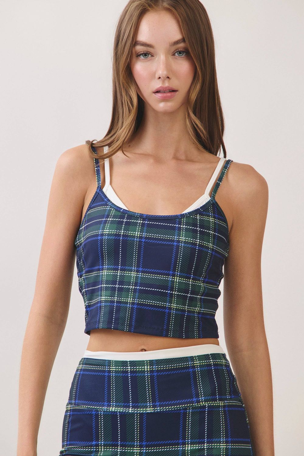 Pretty in Plaid Cami Pretty in Plaid Cami, Color: NAVY, Size: L