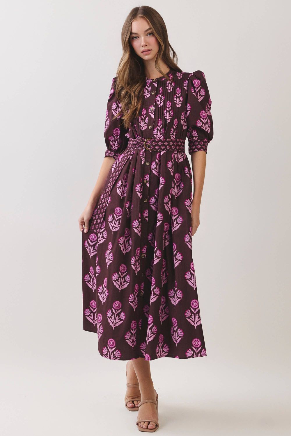 Flower Market Midi Dress Flower Market Midi Dress, Color: CHOCOLATE, Size: M