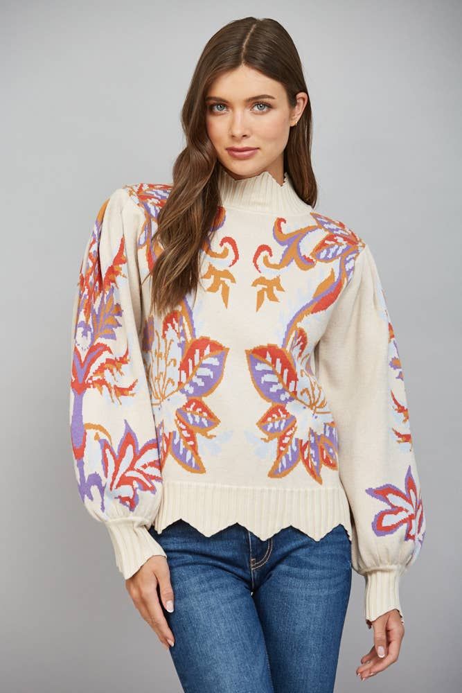 Cottage Garden Sweater, Color: BEIGE, Size: S