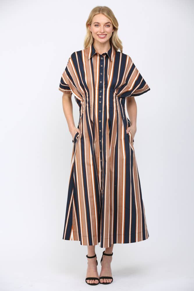 The Nantucket Stripe Dress, Color: NAVY MULTI, Size: S