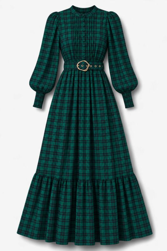 Evergreen Plaid Maxi Dress