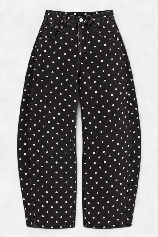 The Polka Dot Parade Barrel Pants in Black