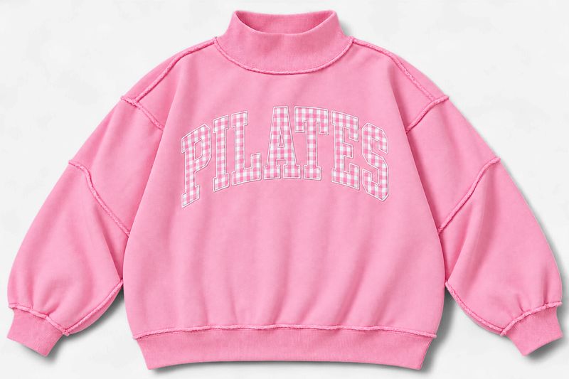 Pink Pilates Gingham Mockneck Sweatshirt