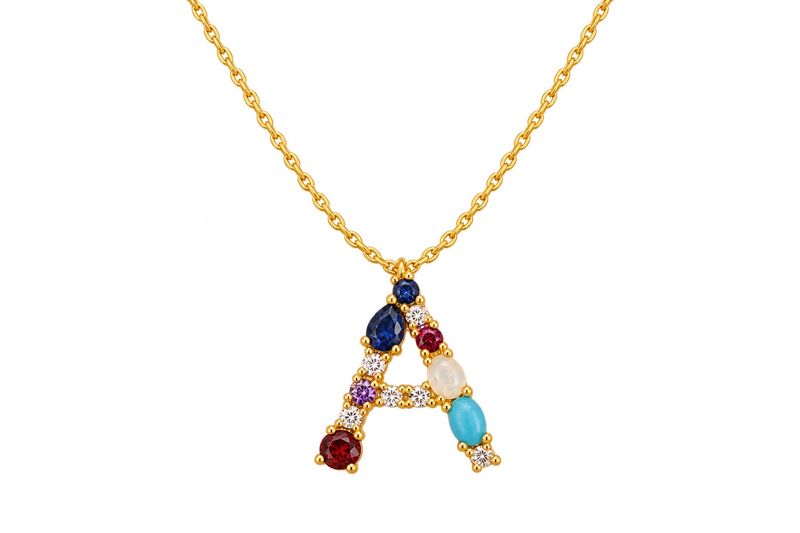 Mira Jo Stone Initial Necklace