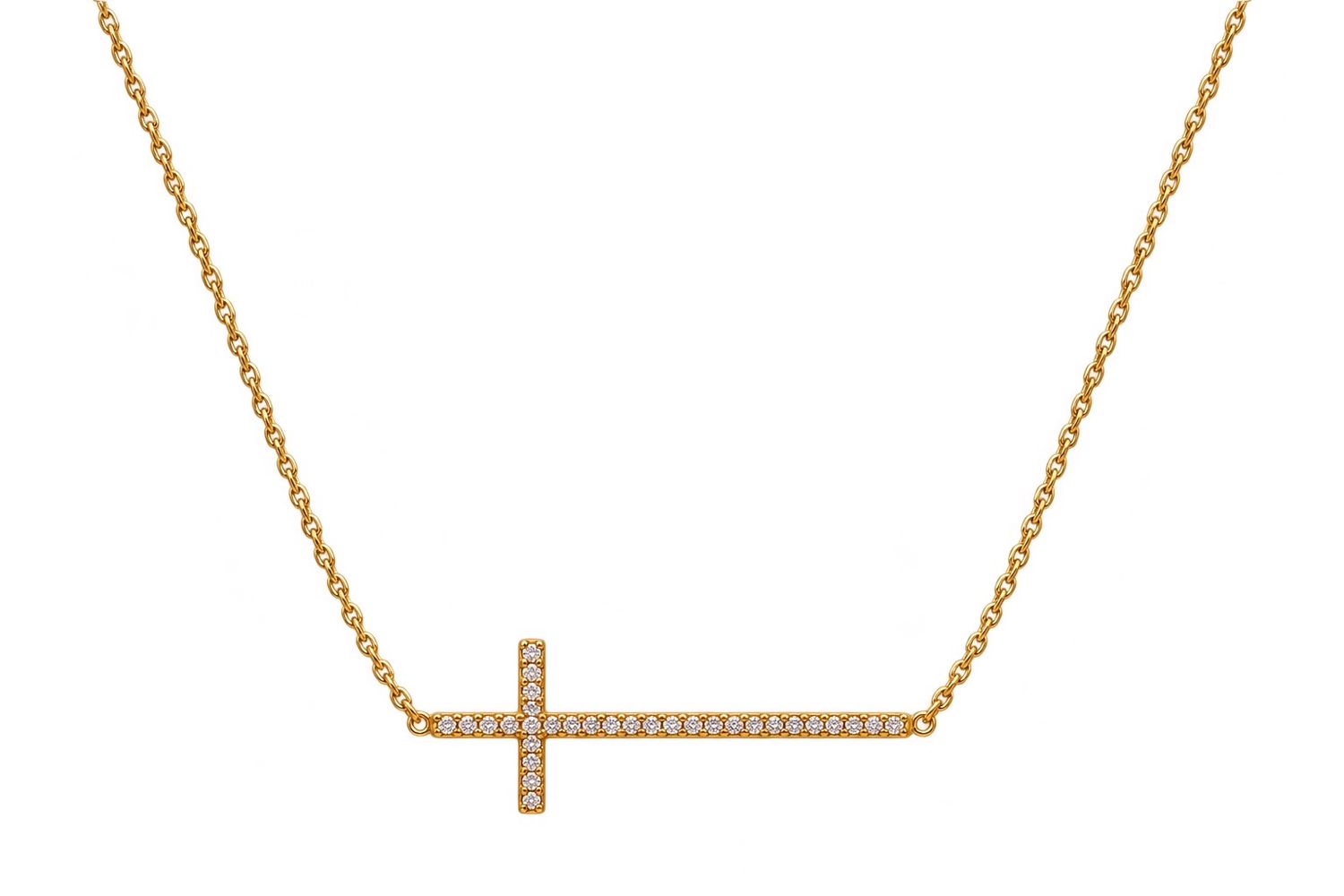 Side Cross Necklace Side Cross Necklace, Material: Gold