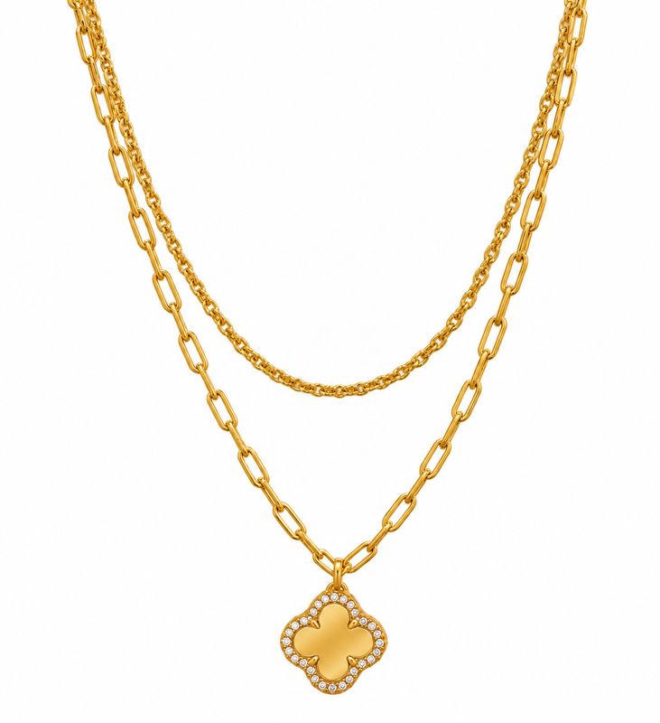 Layered Four Leaf Necklace