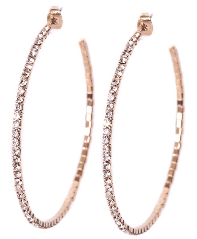 Rhinestone Crystal Hoop Earring, Material: Gold