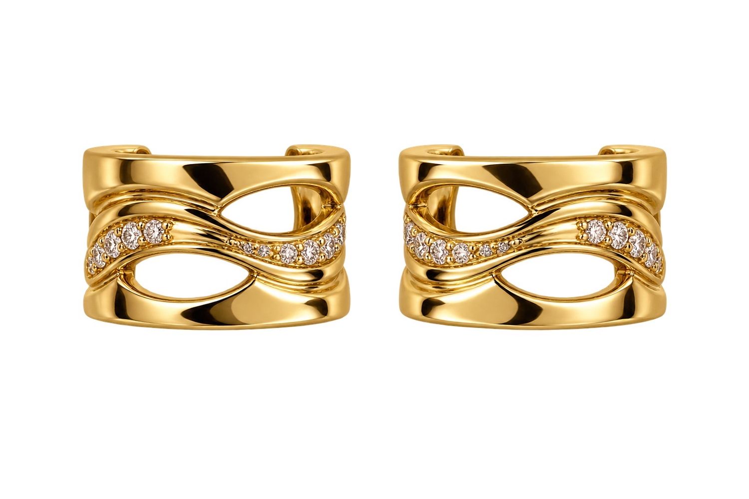 Interwoven Huggie Earring, Material: Gold