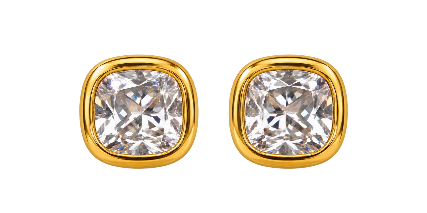 Oversized Rhinestone Stud Earrings, Material: Gold