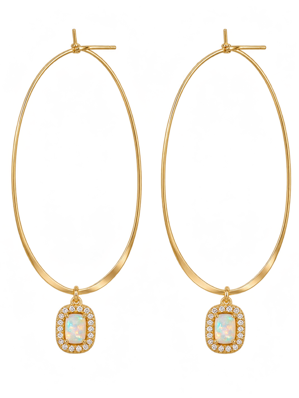 Opal Hoop Earring