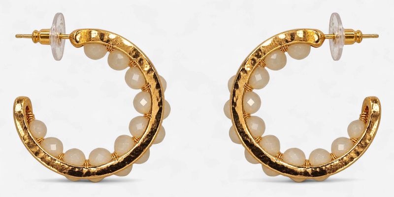 Beaded Gold Hoop Earring