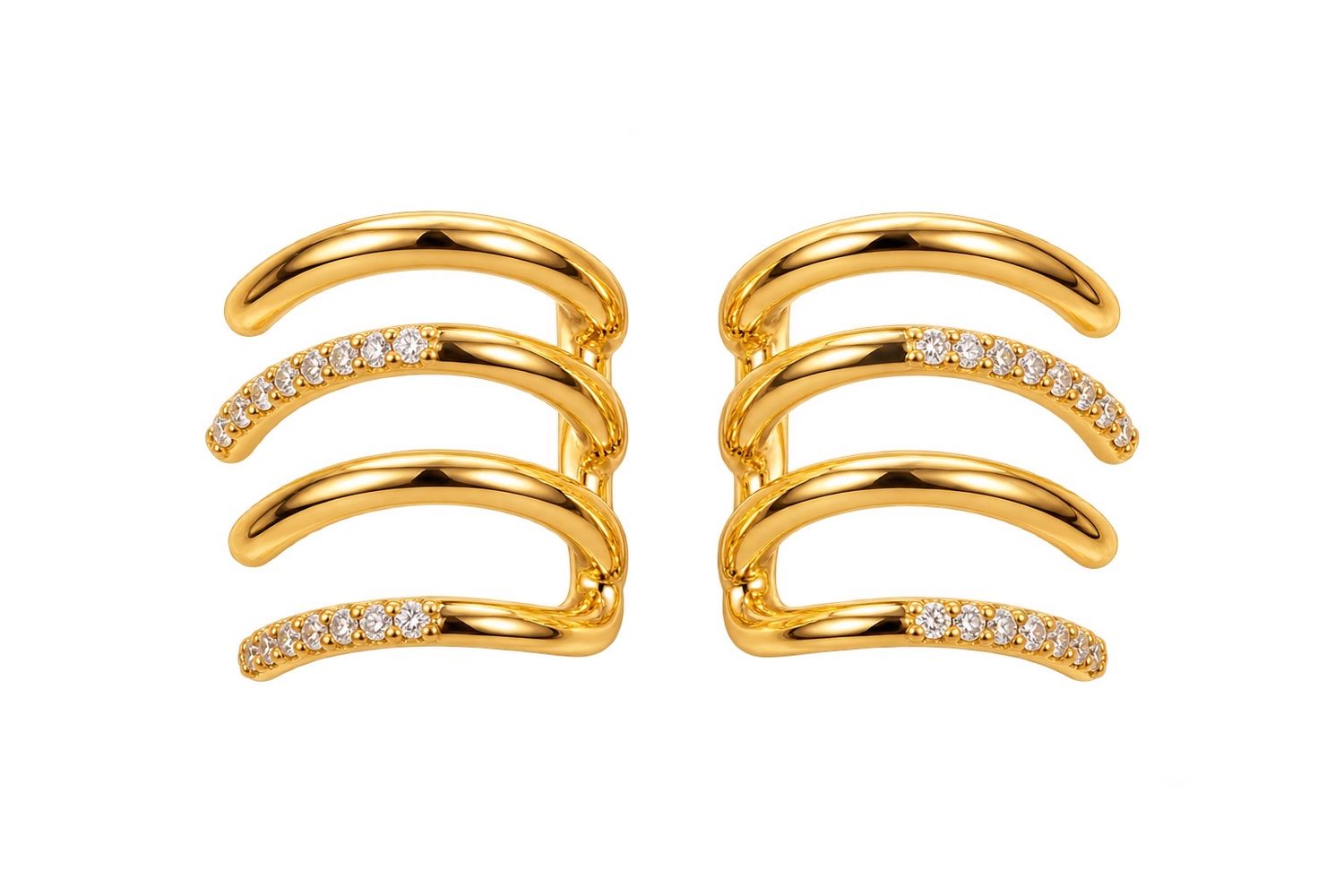 Gold Pave Huggie Earring, Material: Gold