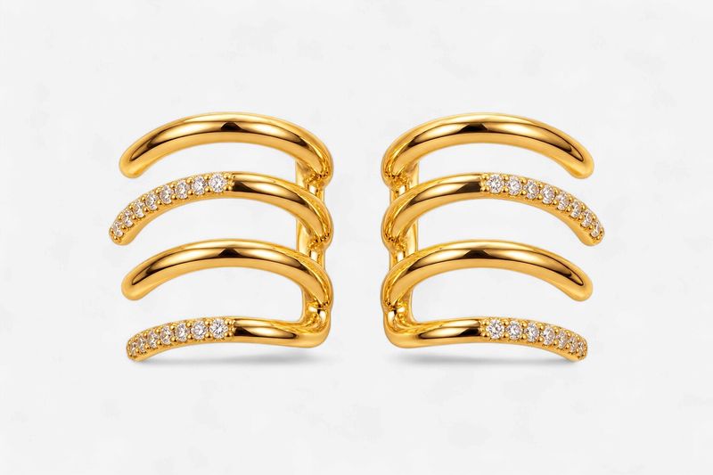 Gold Pave Huggie Earring