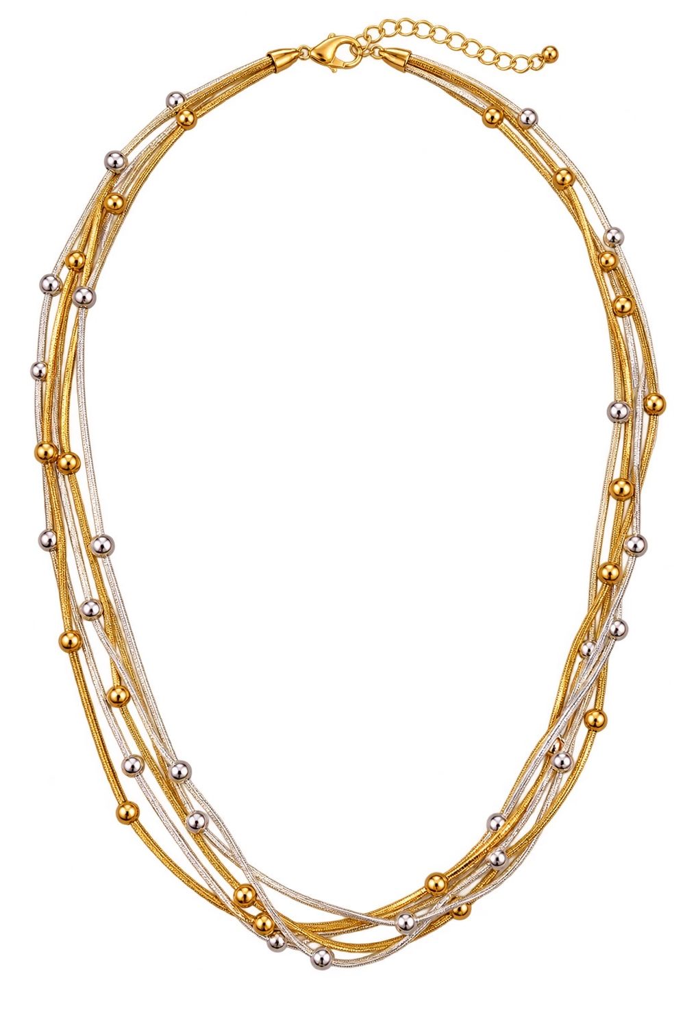 The Mixed Metals Layered Necklace The Mixed Metals Layered Necklace, Color: Beaded Mixed Metals