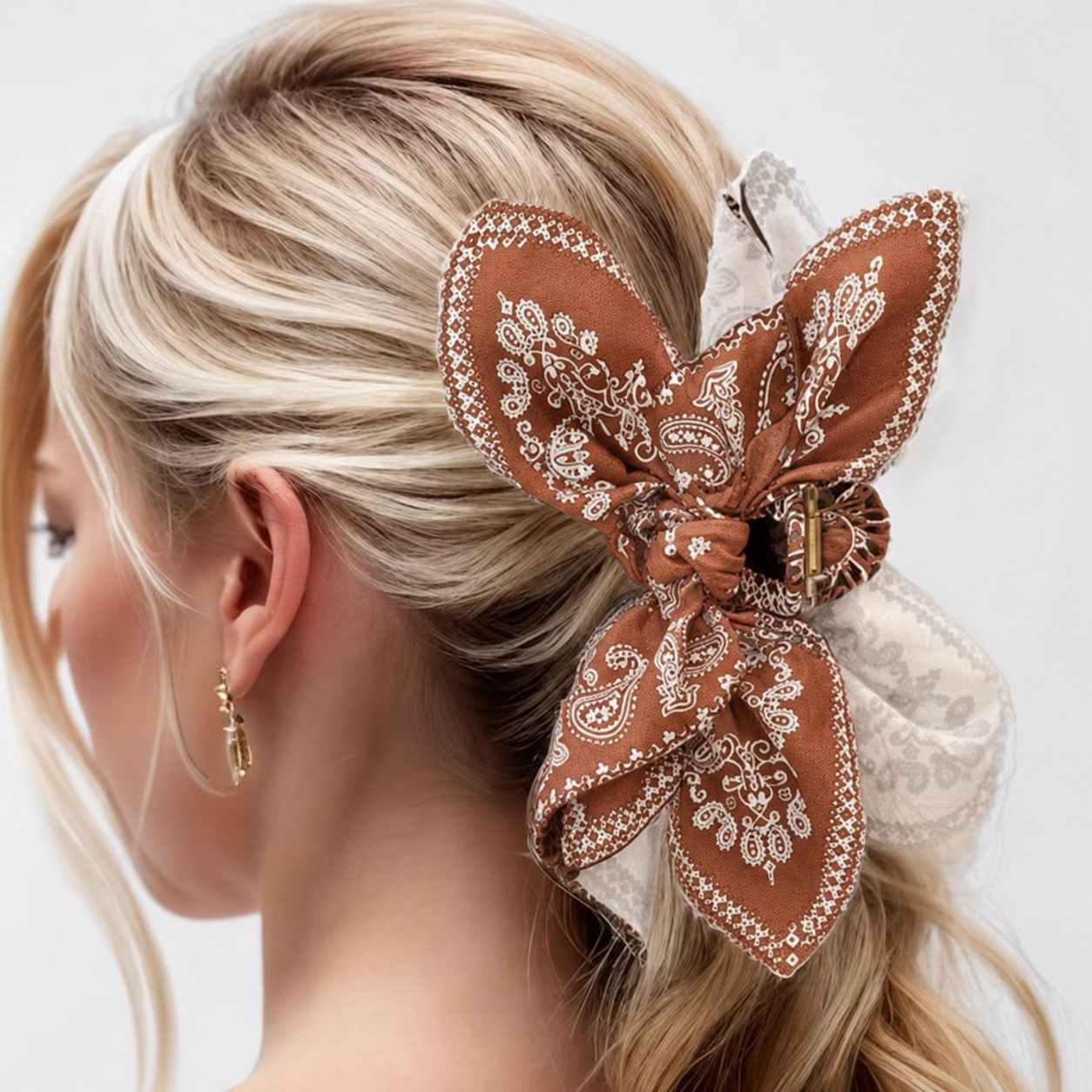 PAISLEY BOHO VINTAGE HAIR CLAW CLIPS PAISLEY BOHO VINTAGE HAIR CLAW CLIPS, Color: BROWN