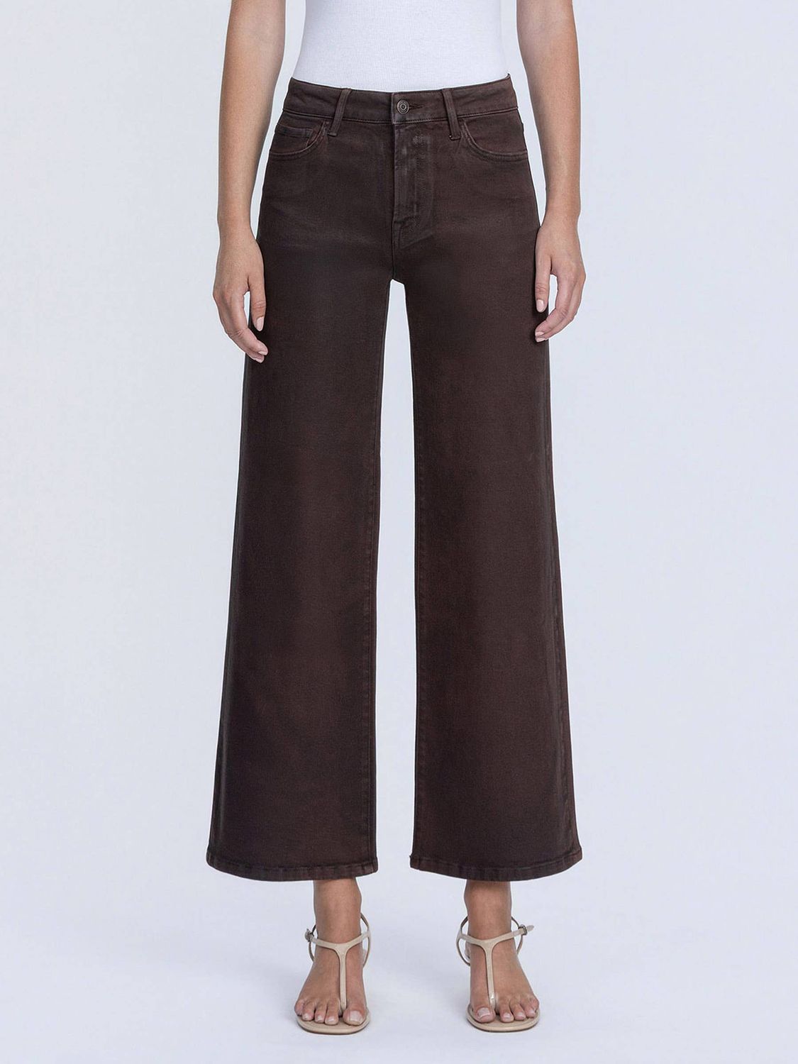 HIGH RISE CHICORY COFFEE COATED WIDE LEG JEANS, Color: CHICORY COFFEE, Size: 24