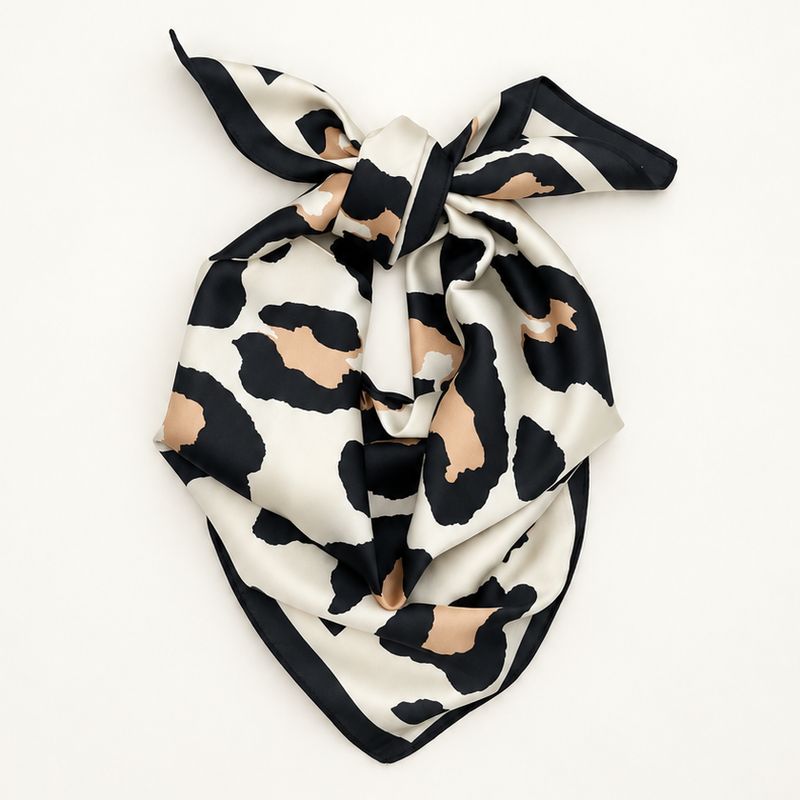 LARGE LEOPARD ANIMAL PRINT BANDANA SCARF