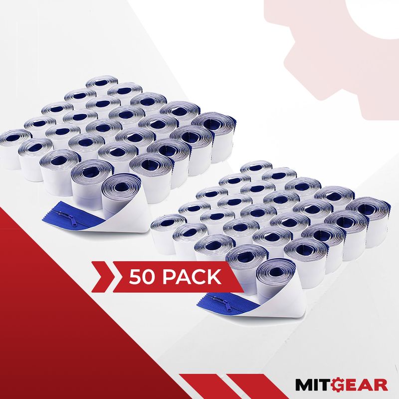 Heavy-Duty Zipper for Dust Barriers and Containments, 50-Pack, Blue