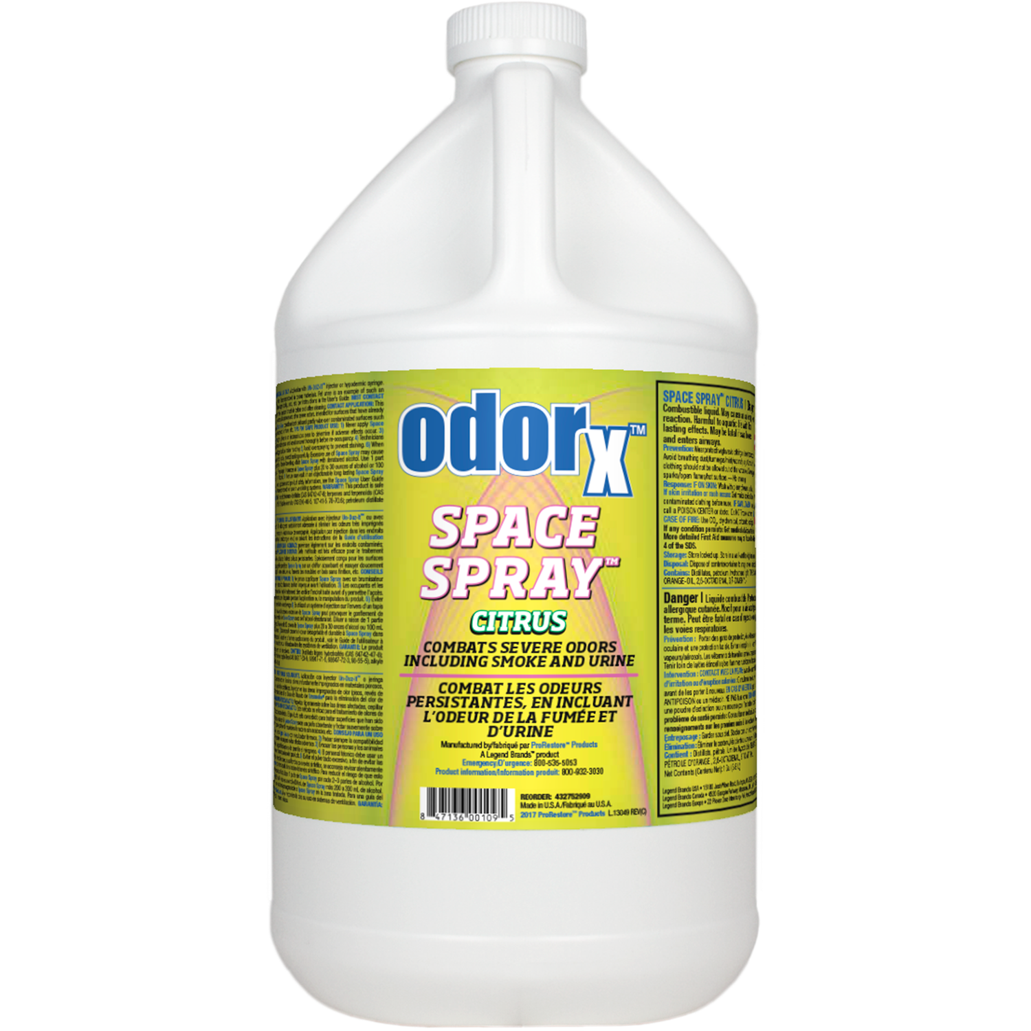 ProRestore OdorX Space Spray Citrus - Lemon ProRestore OdorX Space Spray Citrus - Lemon, Quantity: 1 Gallon