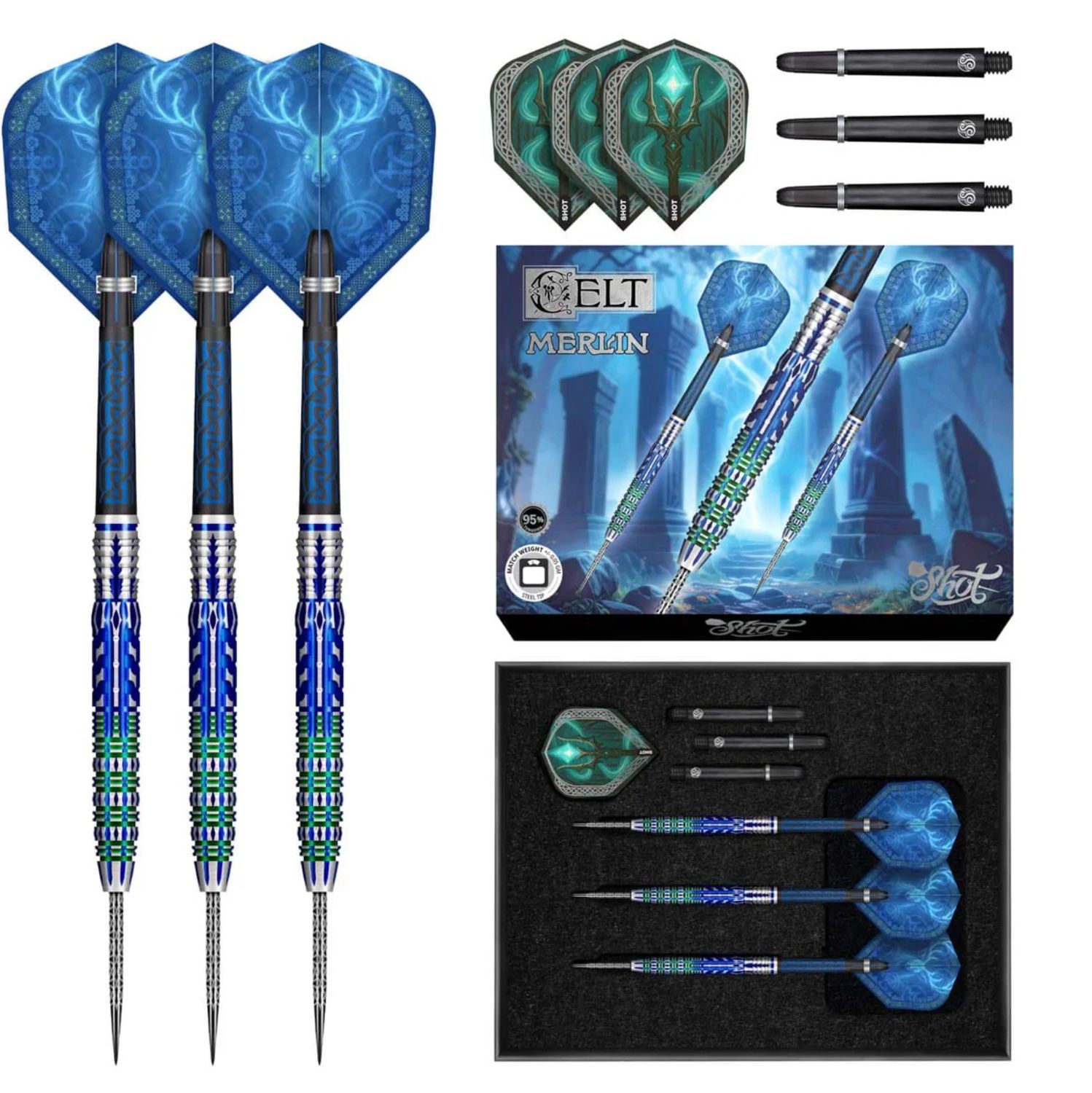 Celt Merlin Steel Tip Dart Set-95% Tungsten Barrels-25gm