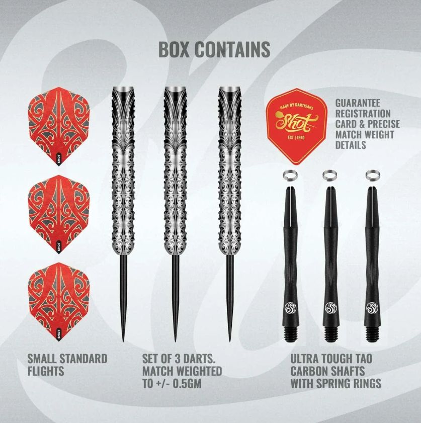 Warrior Taiaha Steel Tip Dart Set-90% Tungsten Barrels-21gm