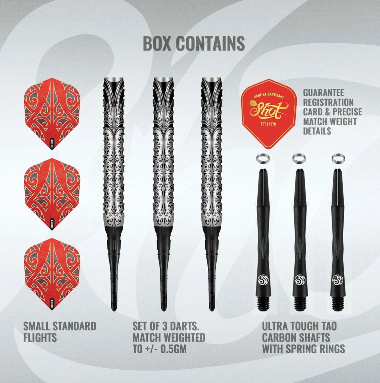 Warrior Taiaha Soft Tip Dart Set-90% Tungsten Barrels-18gm