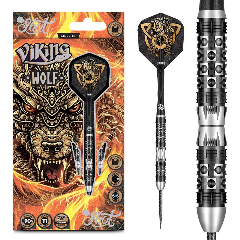Viking Wolf Steel Tip Dart Set-90% Tungsten Barrels-24gm