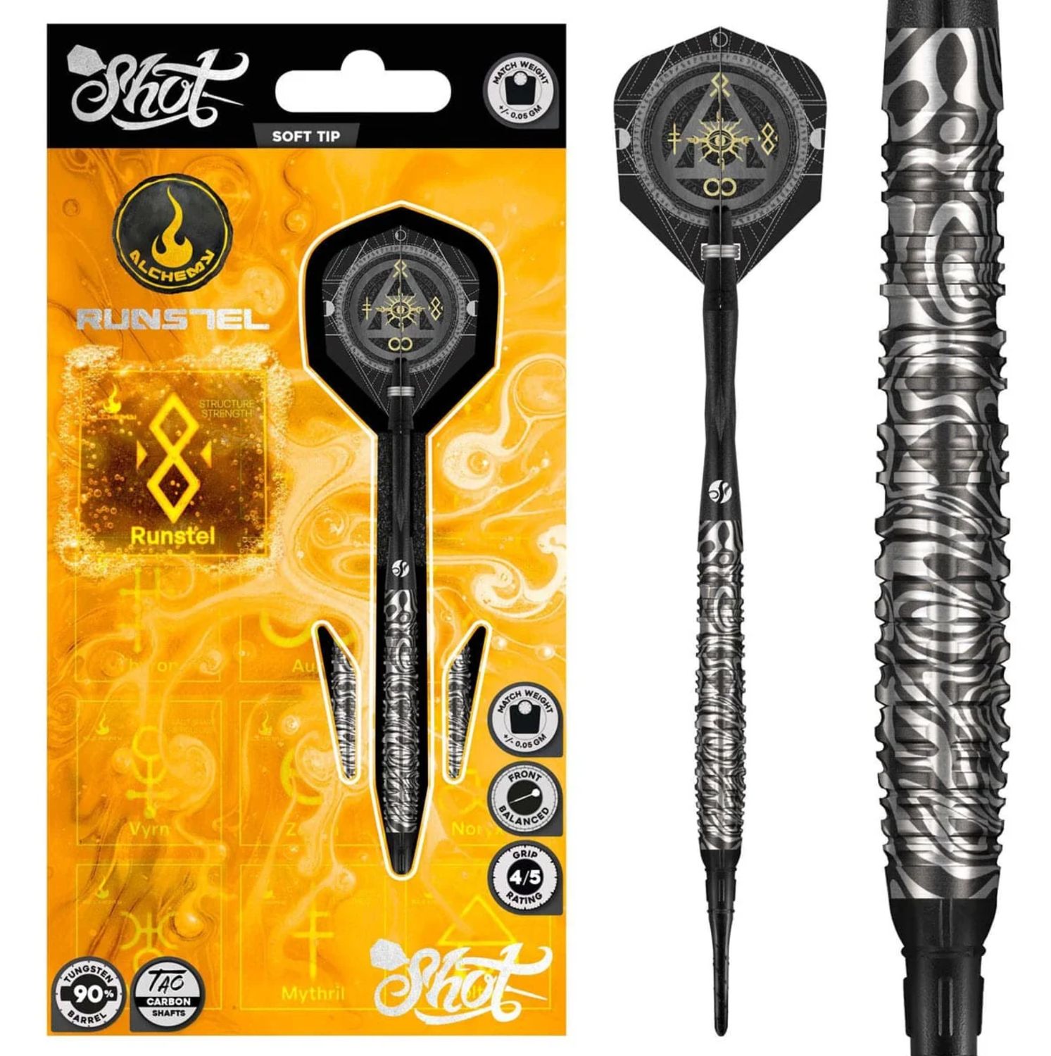 Alchemy Runstel Soft Tip Dart Set-90% Tungsten Barrels-20gm