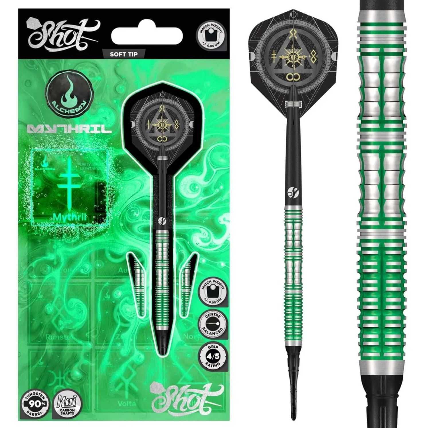 Alchemy Mythril Soft Tip Dart Set-90% Tungsten Barrels-20gm