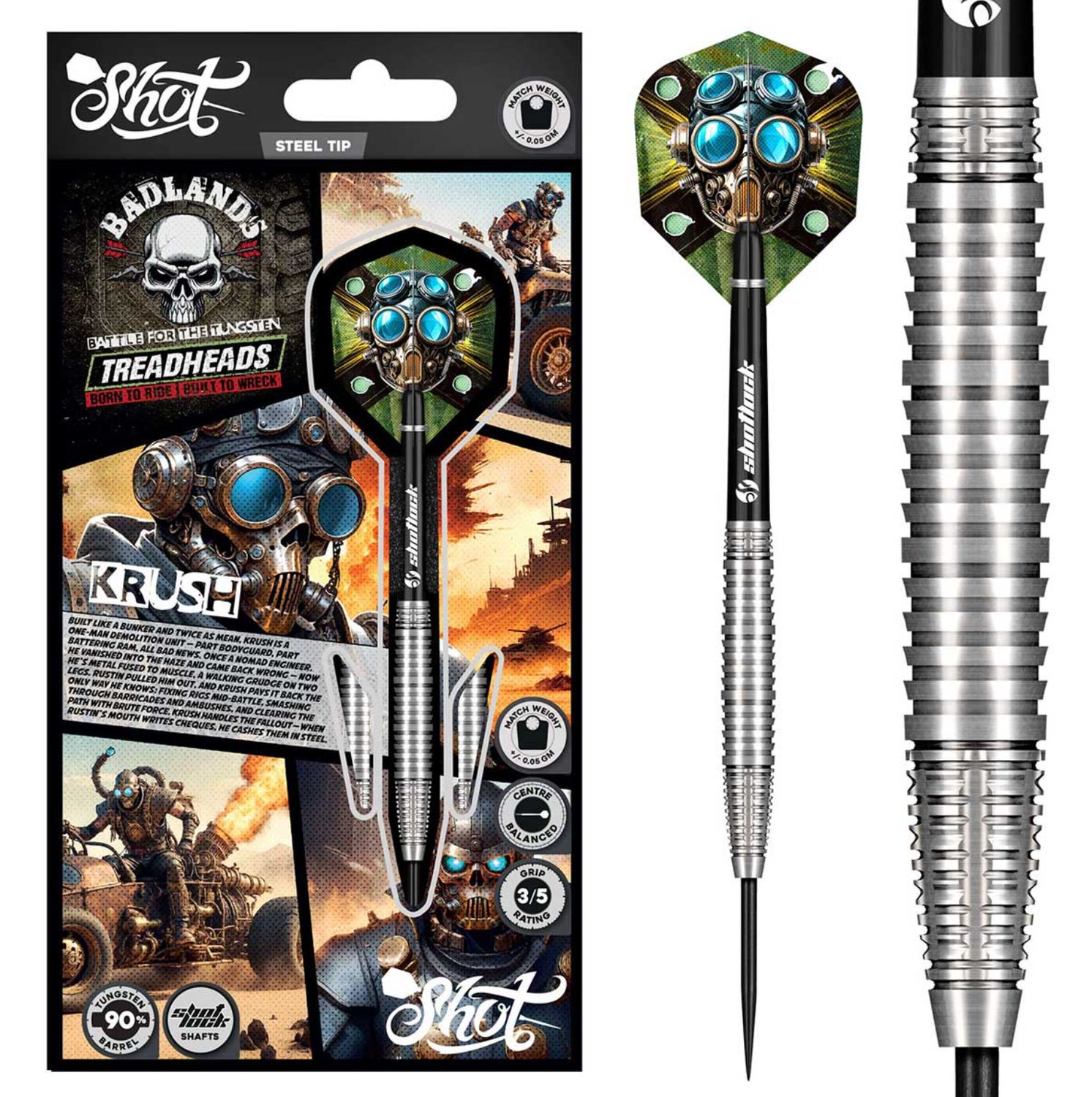 Badlands Krush Steel Tip Dart Set 90% Tungsten Barrels-26gm